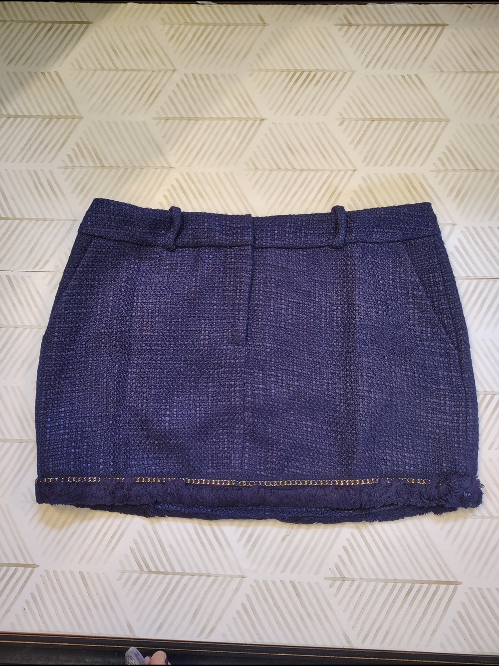 Amanda Uprichard Purple Tweed Mini Skirt with Fringe Trim Xl - Picture 2 of 11